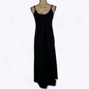 Karen Kane Maxi Dress Size M Black Adjustable Spaghetti Straps Minimalist Lounge